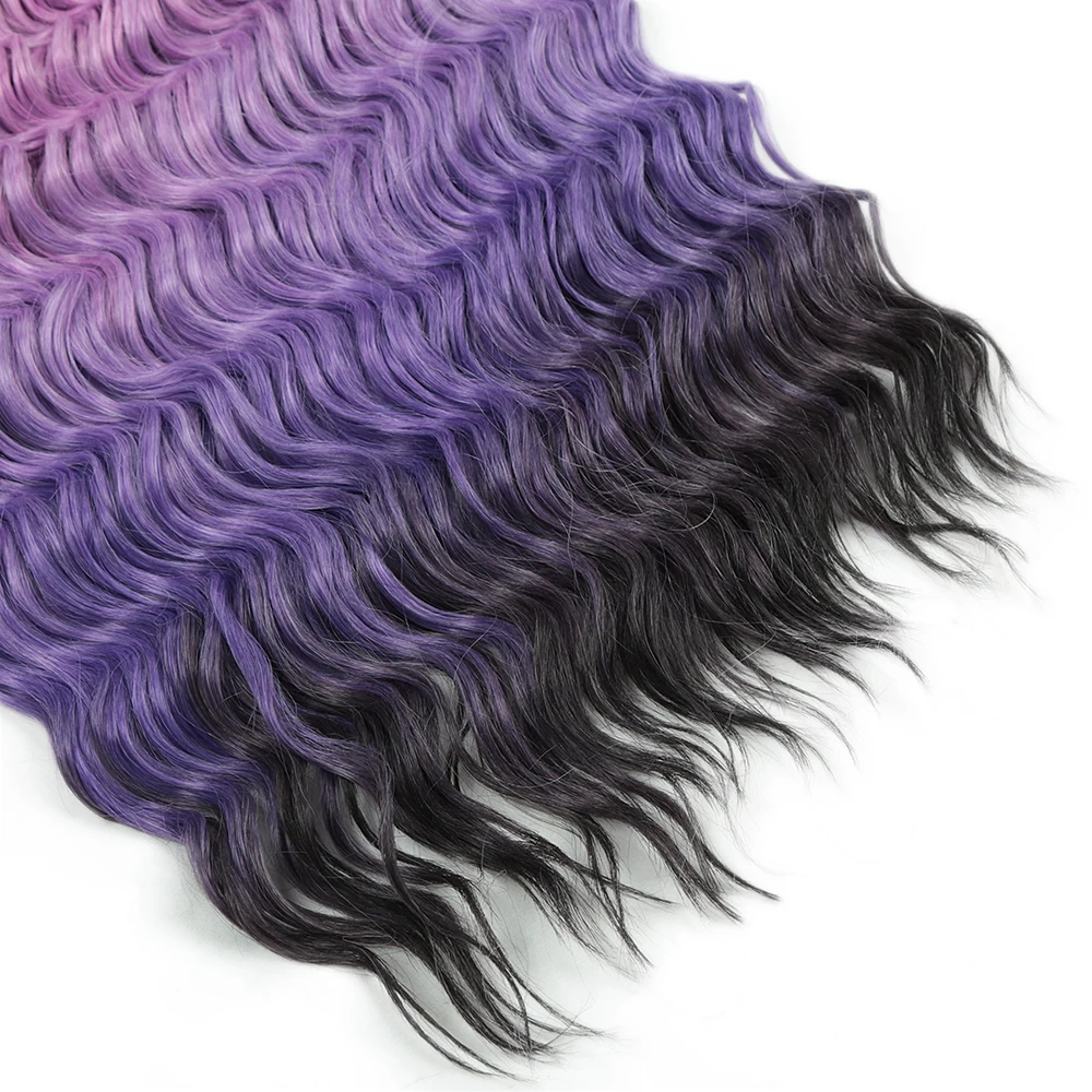 6Pcs 18 Inch Water Wave Curl Hair Twist Crochet Hair Synthetic Braid Hair Ombre Rainbow Braiding Hair Extensions for Braids