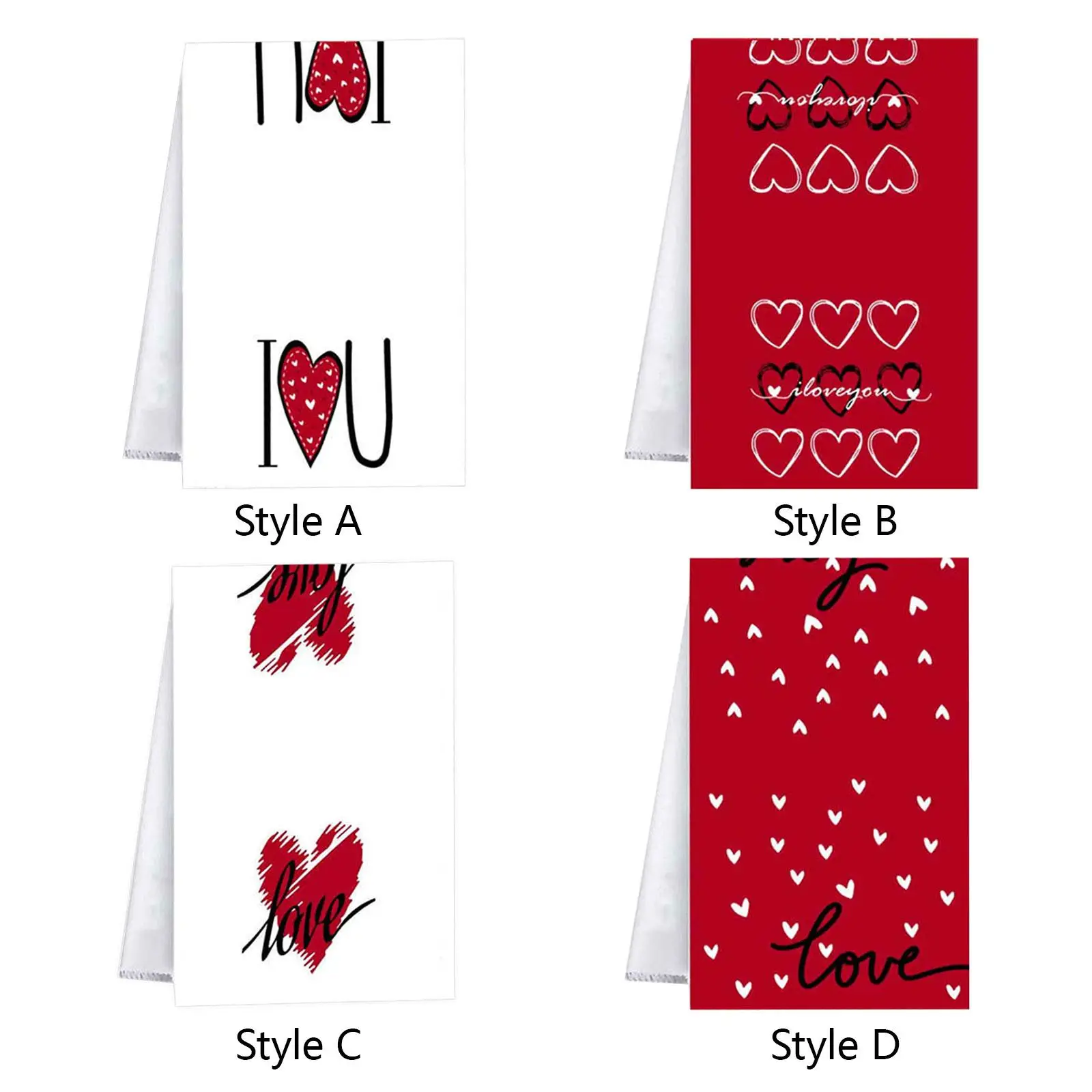Holiday House Kitchen Dishcloths Red Heart Valentines Hand Towels Soft Microfiber Decorative Tea Towels for Bathroom