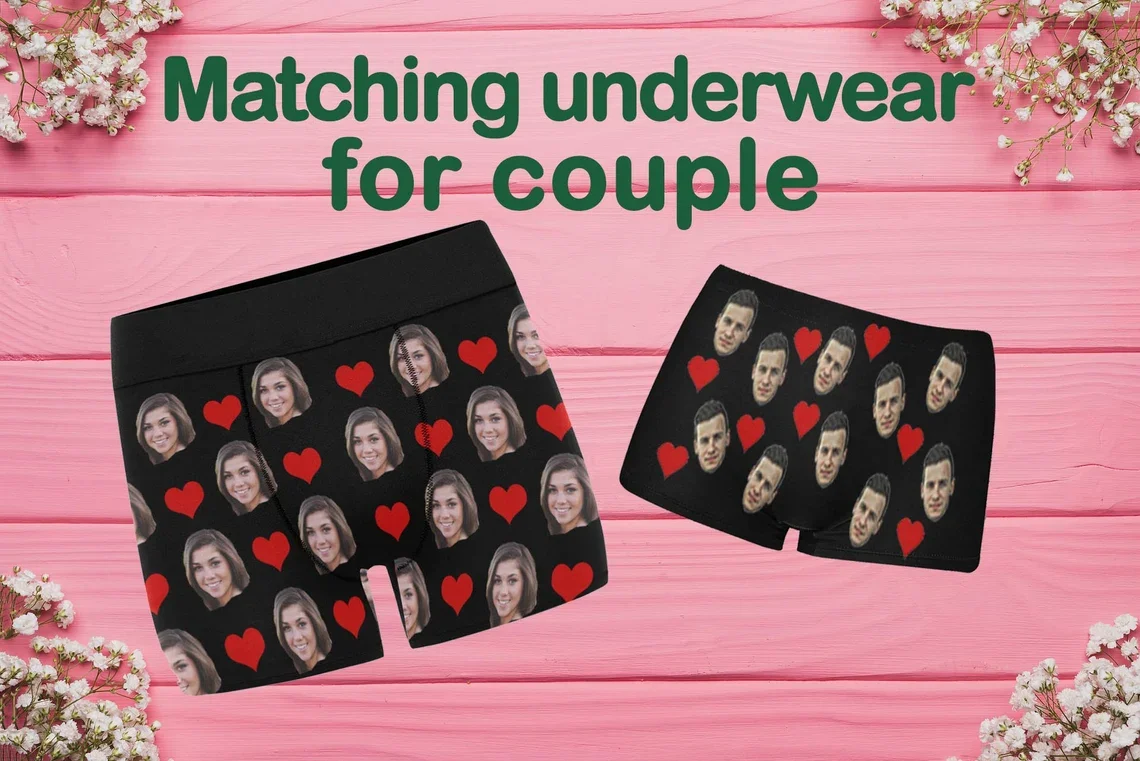 Custom Face Underwear Personalized with face Matching Couples Underwear Valentine's Day gift Boyfriend gift Girlfriend gift