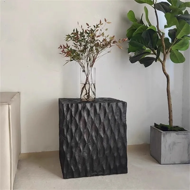 Yjq solid wood art corner few home living room sofa side few B & B hotel retro ornament wooden pier