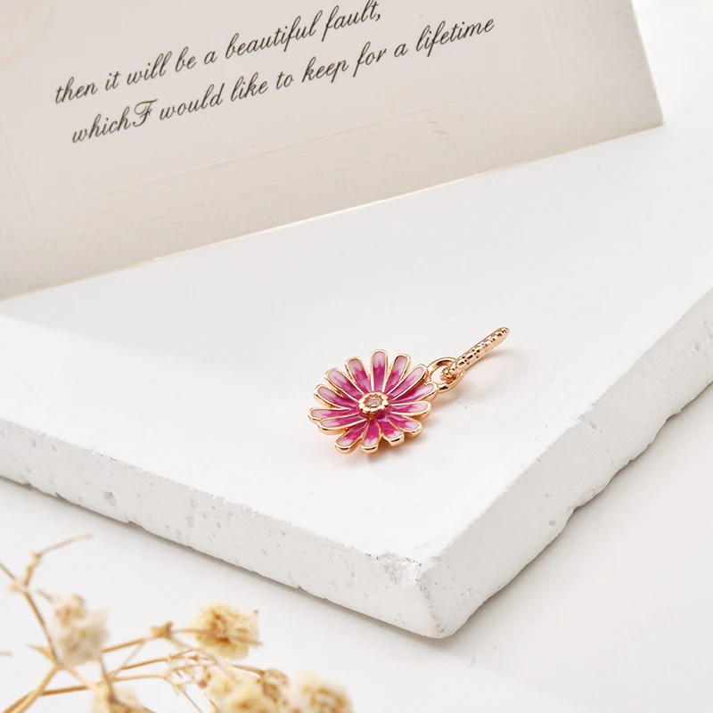 الوردي الأزرق الأرجواني بانسي زهرة سحر الخرزة الاكسسوارات هدية تناسب الأوروبية الأصلية الفضة سوار DIY مجوهرات للنساء