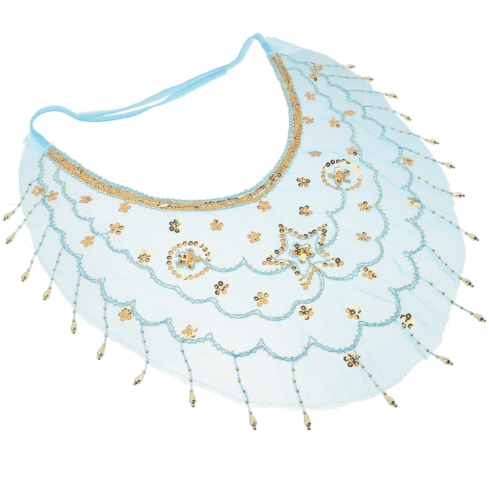 

Маска-вуаль для танца живота, золотая, с бисером, из сетчатой ткани, ручной работы, с цепочкой на лицо, для вечеринок, маскарадов, костюмов, аксессуар для выступлений, для женщин