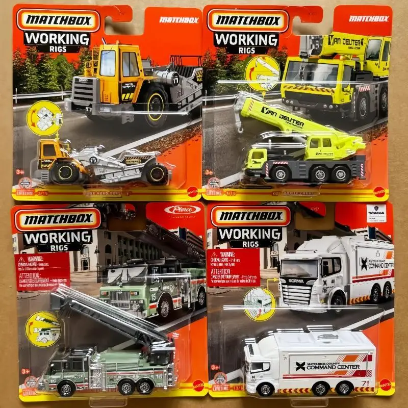 

Genuine Matchbox 1/64 Jcy27 Engineering Vehicle Series Fire Engine Car Excavator Mixer Truck Collectible Diecast Vehicle Boy Toy