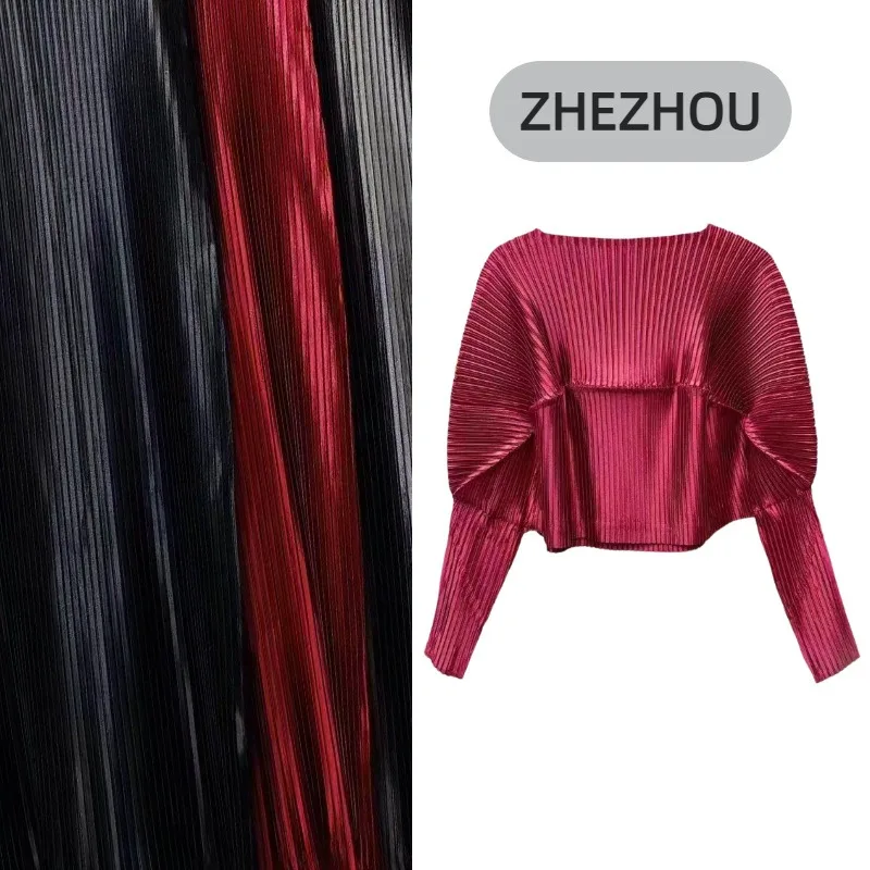 

Miyake Pleated Set Women 2026 Spring New Elegant Pleats Sleeveless Skirt High Stretch Temperament Lips Fold Clothes 2 Piece Set