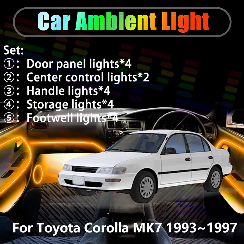 

Для Toyota Corolla MK7 7th E100 1993~1997 2/18 в 1 Автомобильное окружающее освещение Светодиодные внутренние светодиодные фонари багажника USB RGB Ensemble Streamer
