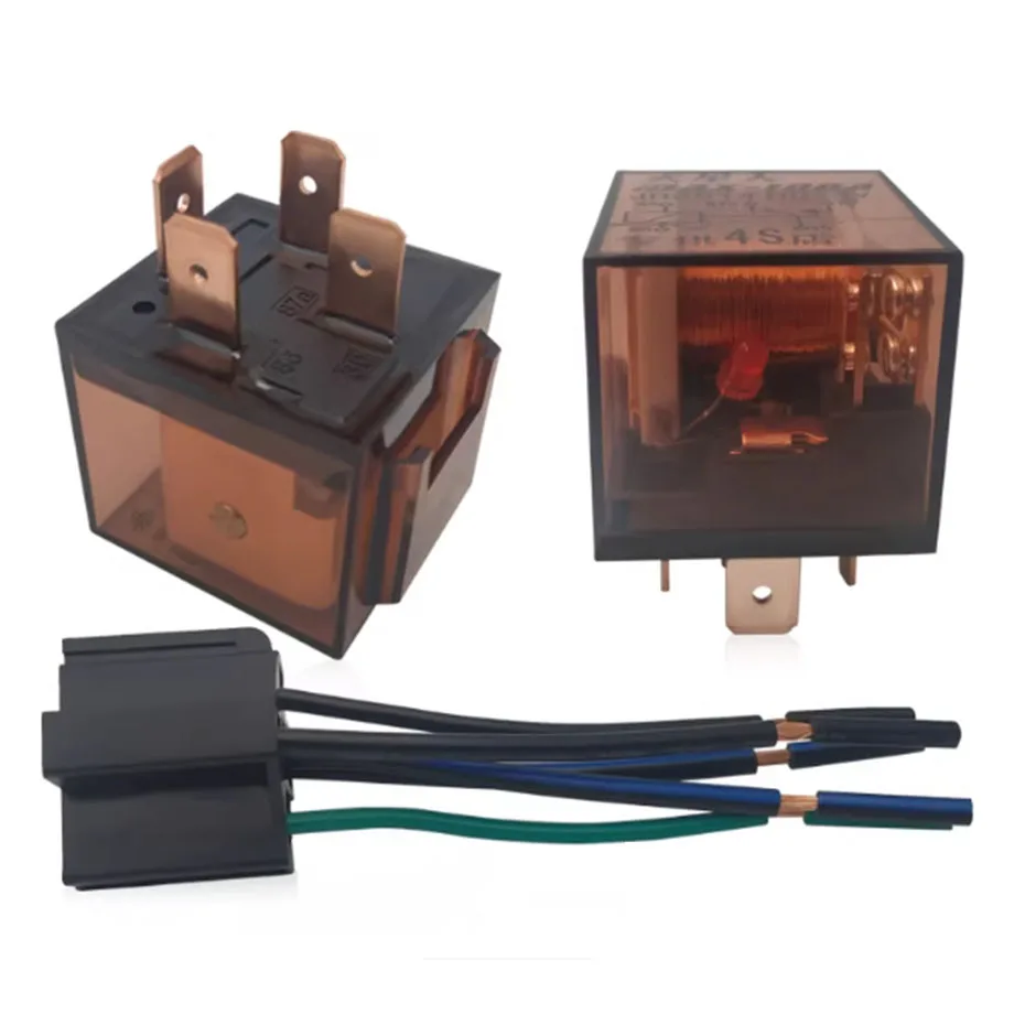 Automotive relay 12V24V pure copper wire high-power waterproof car use 4-pin 5-pin 100A with plug wire