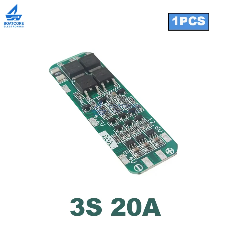 1PCS 3S 20A Li-ion Lithium Battery 18650 Charger PCB BMS Protection Board for Drill Motor Lipo Cell Module 12.6V 64x20x3.4mm