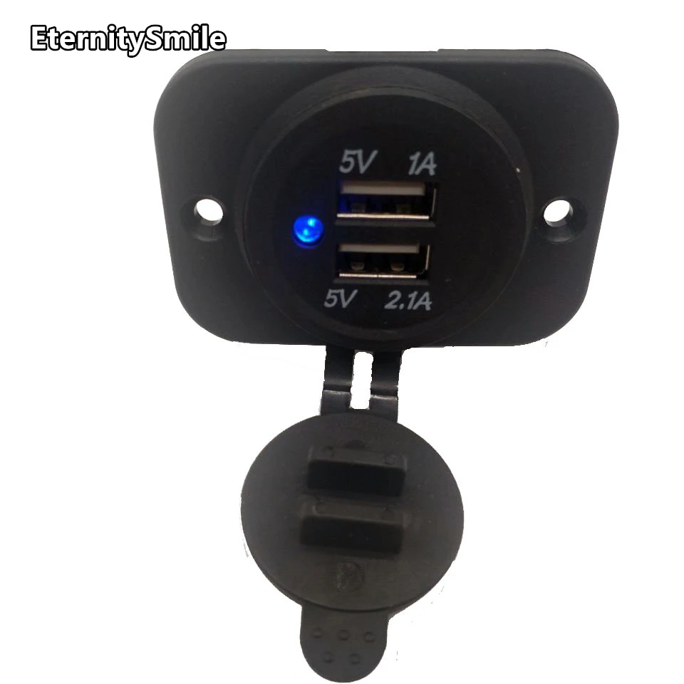 

3.1A Dual USB Port Charger Socket Outlet waterproof cover 12V LED transfer 5V current 1A 2.1A with mount panel