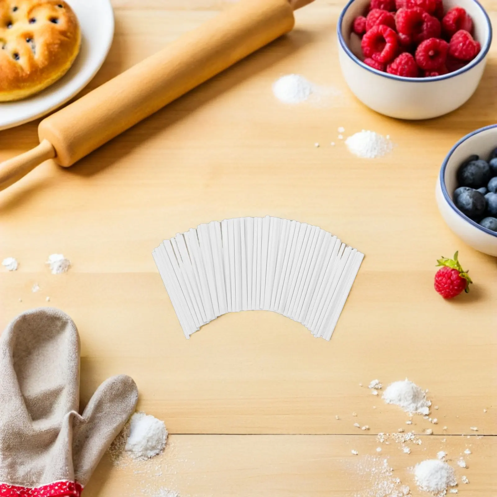 300pcs Biodegradable White Lollipop Wrapping Sticks 7.6cm x 3mm for Cake Pops, Cookies & Party Food