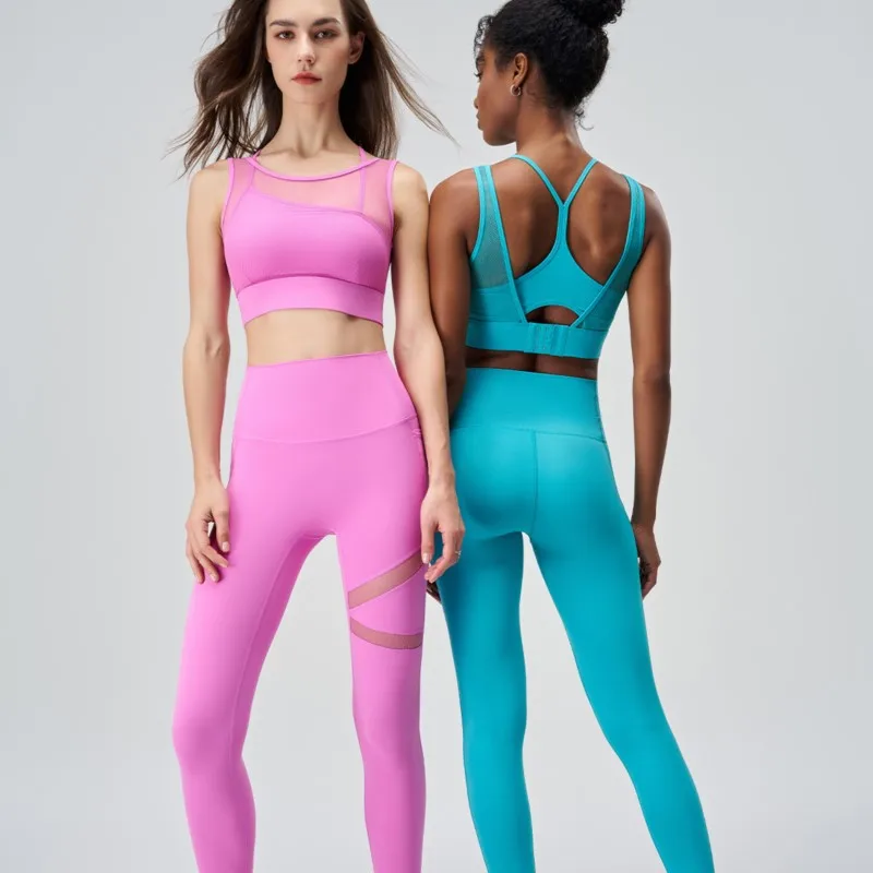 High Waist Yoga Sets Gym Clothing Fake Two Piece Yoga Vest 2025 Women Fitness Yoga Suits Stretch Freely High Resilience Leggings