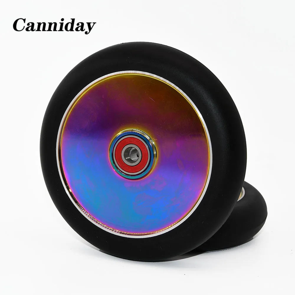 Scooter Wheels with Bearing Kick, Aluminum Alloy, Scooter Parts, Replacement Accessories, Pro Stunt, 110mm, 120mm, 2Pcs