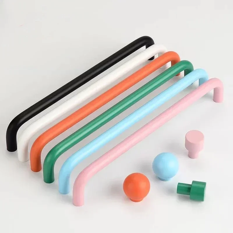 1Pcs 96-320mm Colorful Handle Wardrobe Door Cabinet Drawer Cabinet Knob for Furniture Room Closets Organizer Box Bookcase Pull