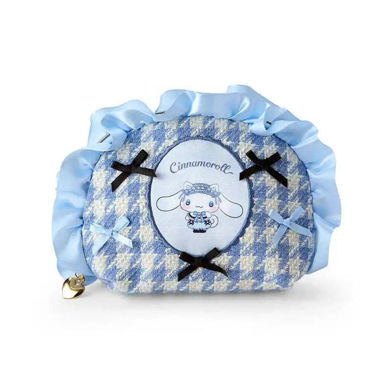 Kawaii Hello Kitty Kuromi My Melody Cartoon Houndstooth Clutch Bag Anime Sanrio Girl's Heart Cute Portable Makeup Bag