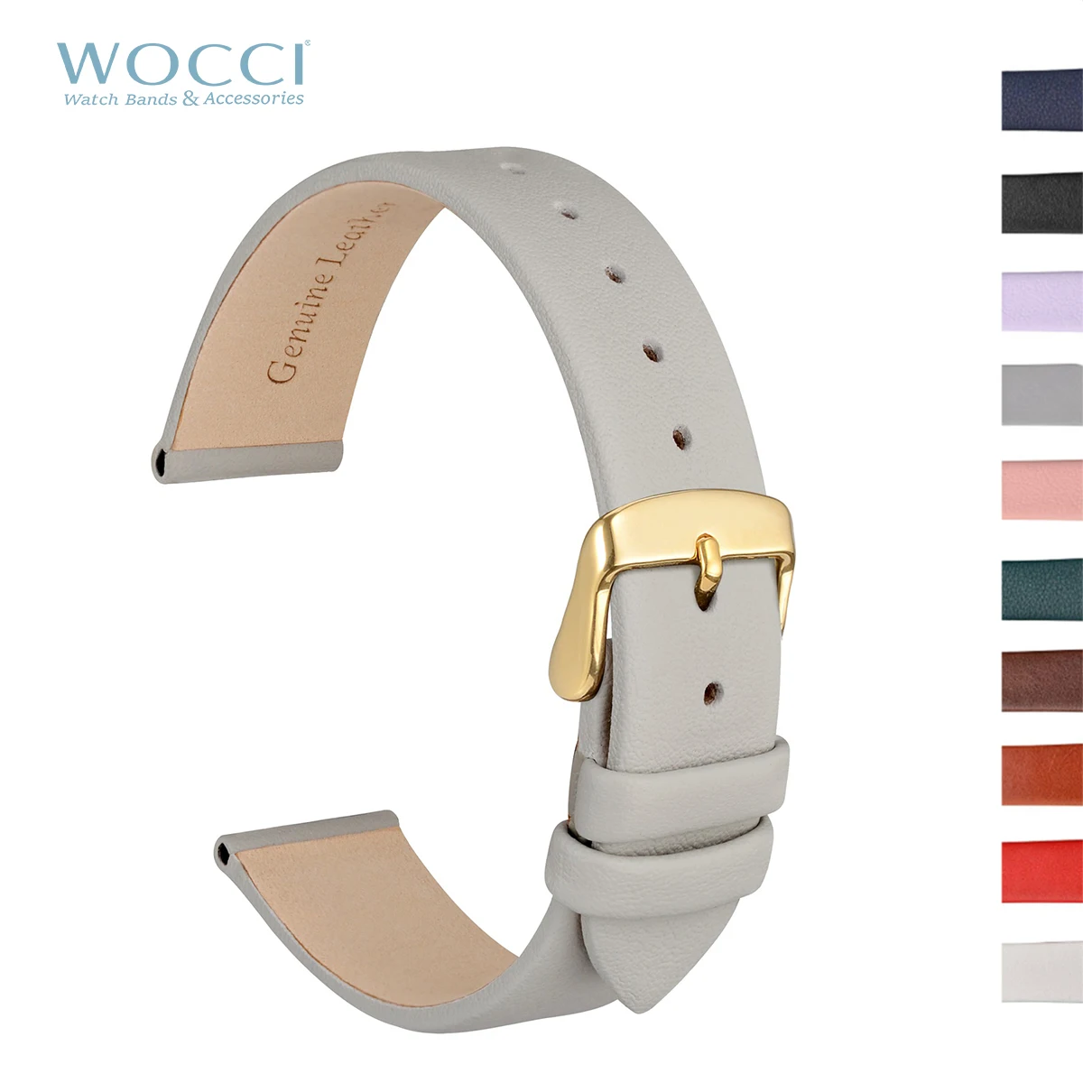 WOCCI correa de reloj elegante de cuero genuino para mujer, correas de repuesto para pulsera de mujer, 8mm, 10mm, 12mm, 14mm, 16mm, 18mm, 20mm, 22mm