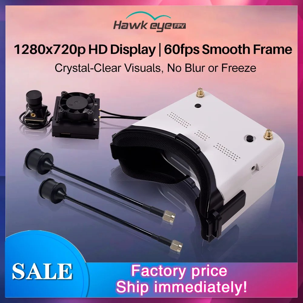 

Hawkeye 5.8G FPV Goggles 5CH 5.8GHz Band 10KM Transmission 155°Lens for FPV Racing Drone