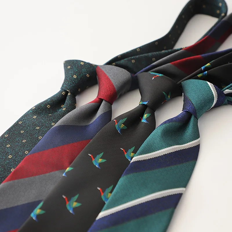 Vintage Style Tie Striped Bird Pattern Burgundy Necktie Elegant Formal Business Wedding Banquet Party Office Wear Accessory Gift