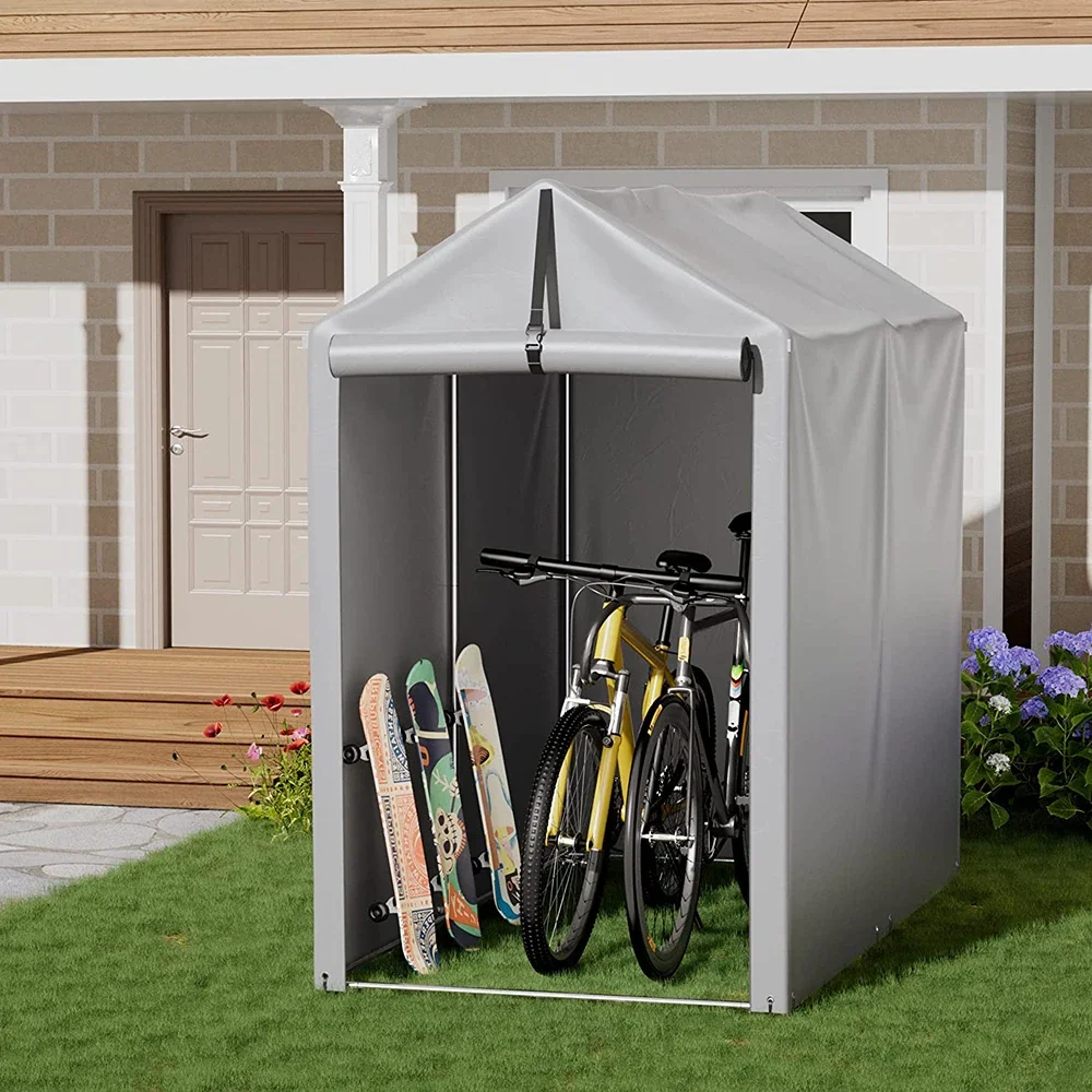 Portable Outdoor Storage Shed 3 x 6 ft Canopy Shelter with Roll-up Zipper Door for Bike Motorcycle