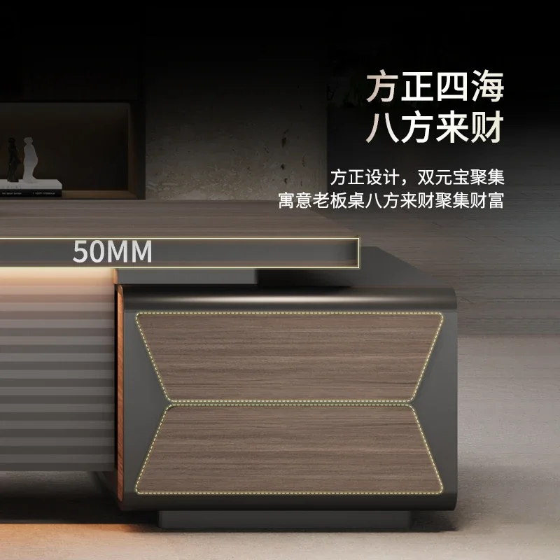 مجموعة كراسي مدير غرفة الشخص الفاخرة على شكل حرف L، أثاث مكتب الرئيس البسيط والحديث، مكتب تنفيذي للمنزل