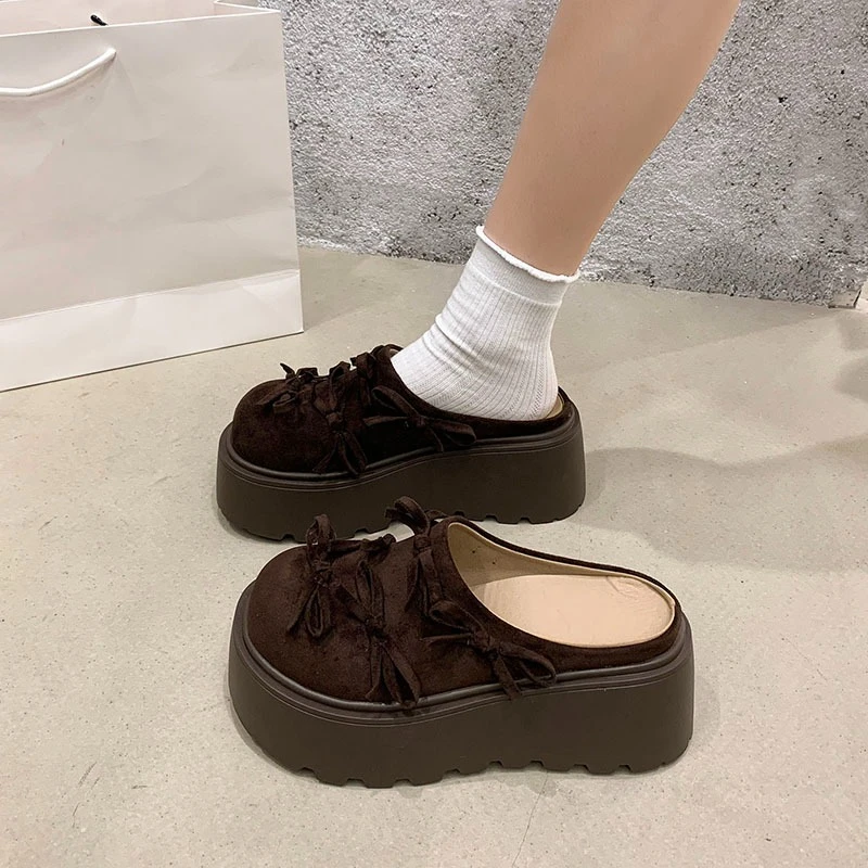 موضة تافه منصة زيادة باوتو نصف النعال للنساء 2025 الخريف جديد تنوعا حجم كبير النعال #5