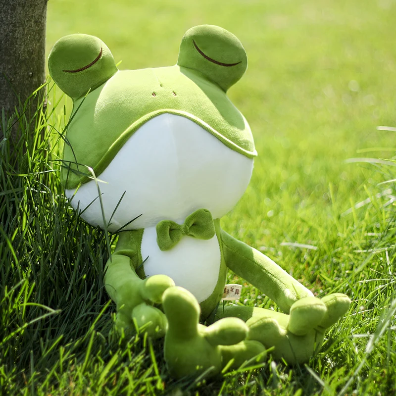 2022 Green Sad Frog Plush Toy Soft Stuffed Doll Big Head Frog Plushie Doll Toy Jellycats High-Grade Kids Gift Room Decor