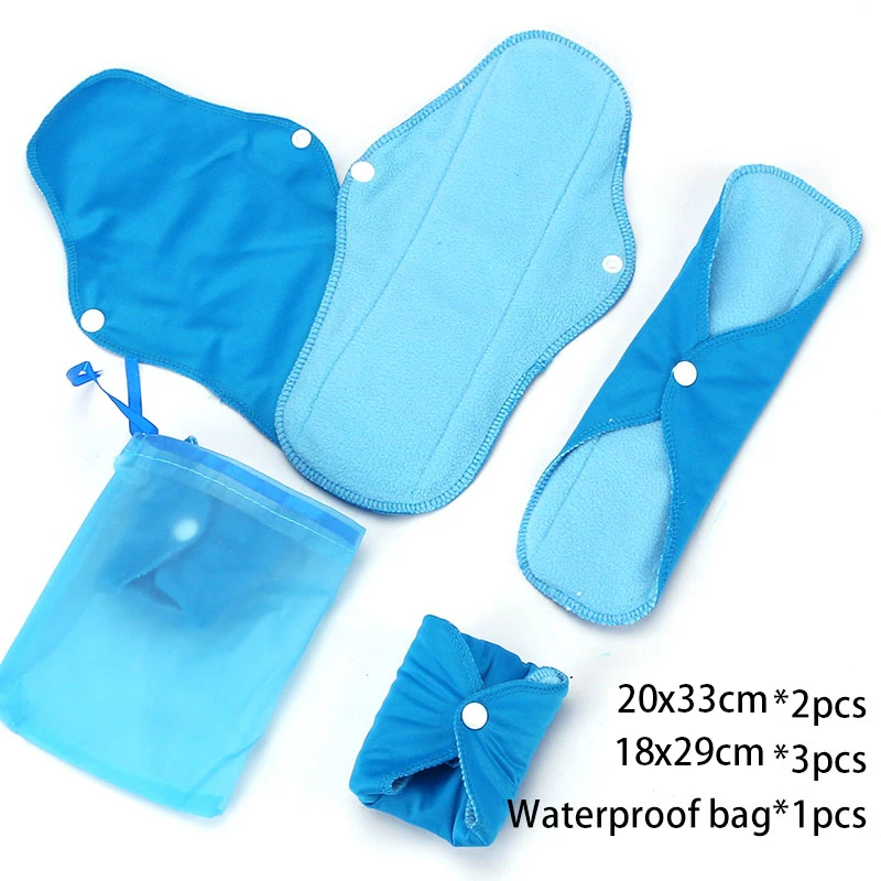 Washable Menstrual Pad Set Reusable Gasket Polar Fleece 5pcs Daily Pads Pack for Women Daily Absorbent Care Sanitary Pads