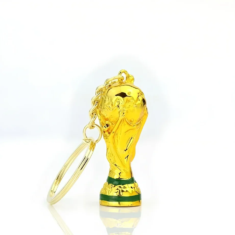 50pcs/lot Metal Trophy Keychain Sports Game Winer Prizes Keyring Birthday Party Football Soccer Fans Favors Gold