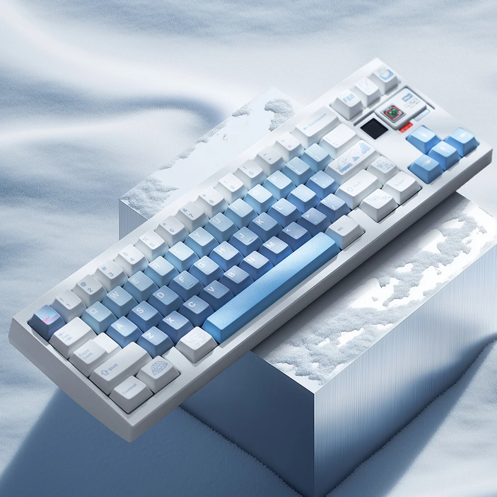 FBB Keycaps Polar Bear PBT Keycap مجموعة التسامي للوحات المفاتيح الميكانيكية 60%، 75%، 80%، 96%، 100% ملحقات ألعاب الكمبيوتر الشخصي