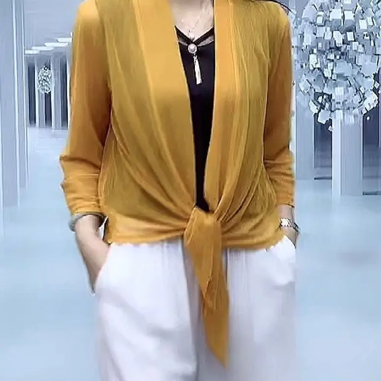 

Летний кардиган-накидка больших размеров для женщин среднего и старшего возраста, эластичный, с защитой от солнца