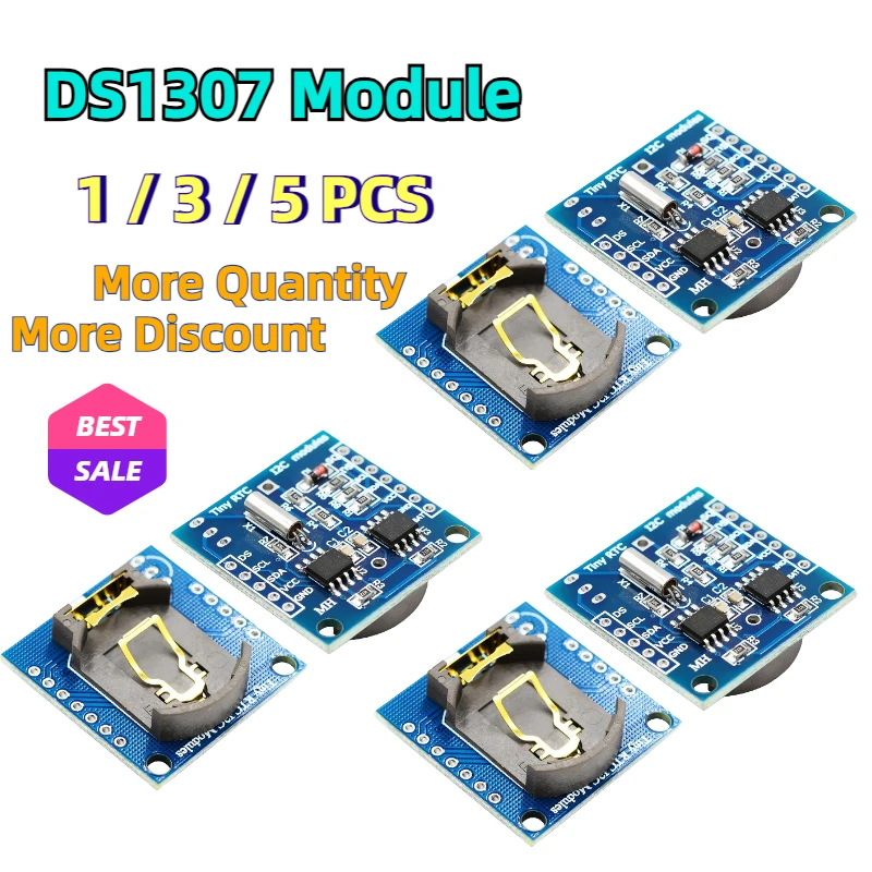 

1/3/5PCS The Tiny RTC I2C Modules 24C32 Memory DS1307 Clock RTC Module for Arduino (without Battery)