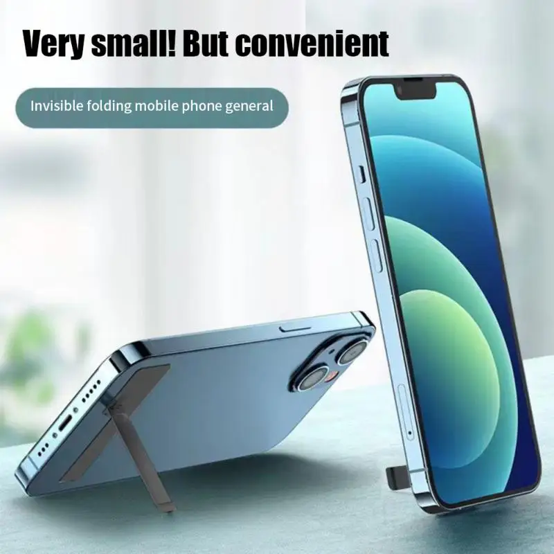 Ultra-Thin Mini Metal Folding Phone Holder Alloy Invisible Back Stick Phone Desktop Holder Portable Mobile Support Phone