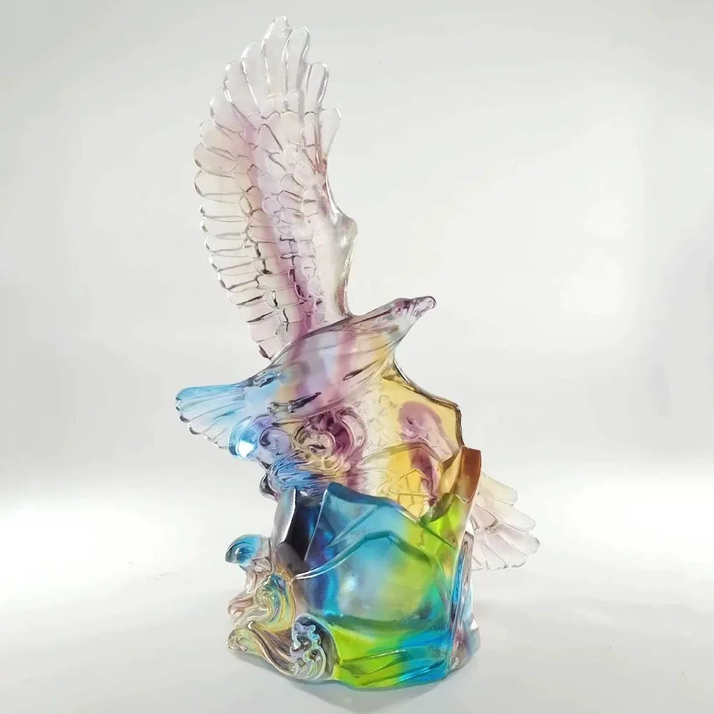 Luxury Colored Glaze Splendid Prospect Gift Home Decorative Eagle Fly Pen Holder Brush Ornament Crystal Pot Nice Animal Figurine