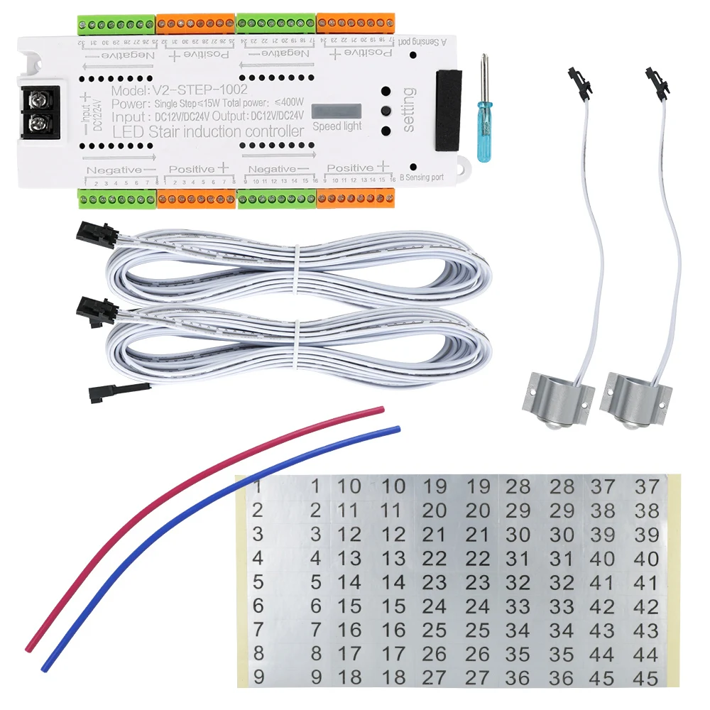 DC 12V 24V oświetlenie schodów zestaw kontrolera oświetlenia schodów automatyczny czujnik ruchu LED 32 kanały do elastycznego paska schodów