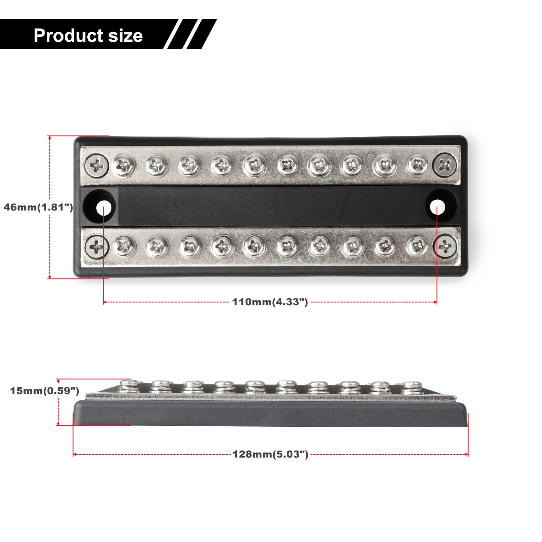 Battery Power Distribution Block Bus Bar Positive Negative 100A 48V CD 10 Circuit Busbar Power Terminal Block For RV Boat Truck
