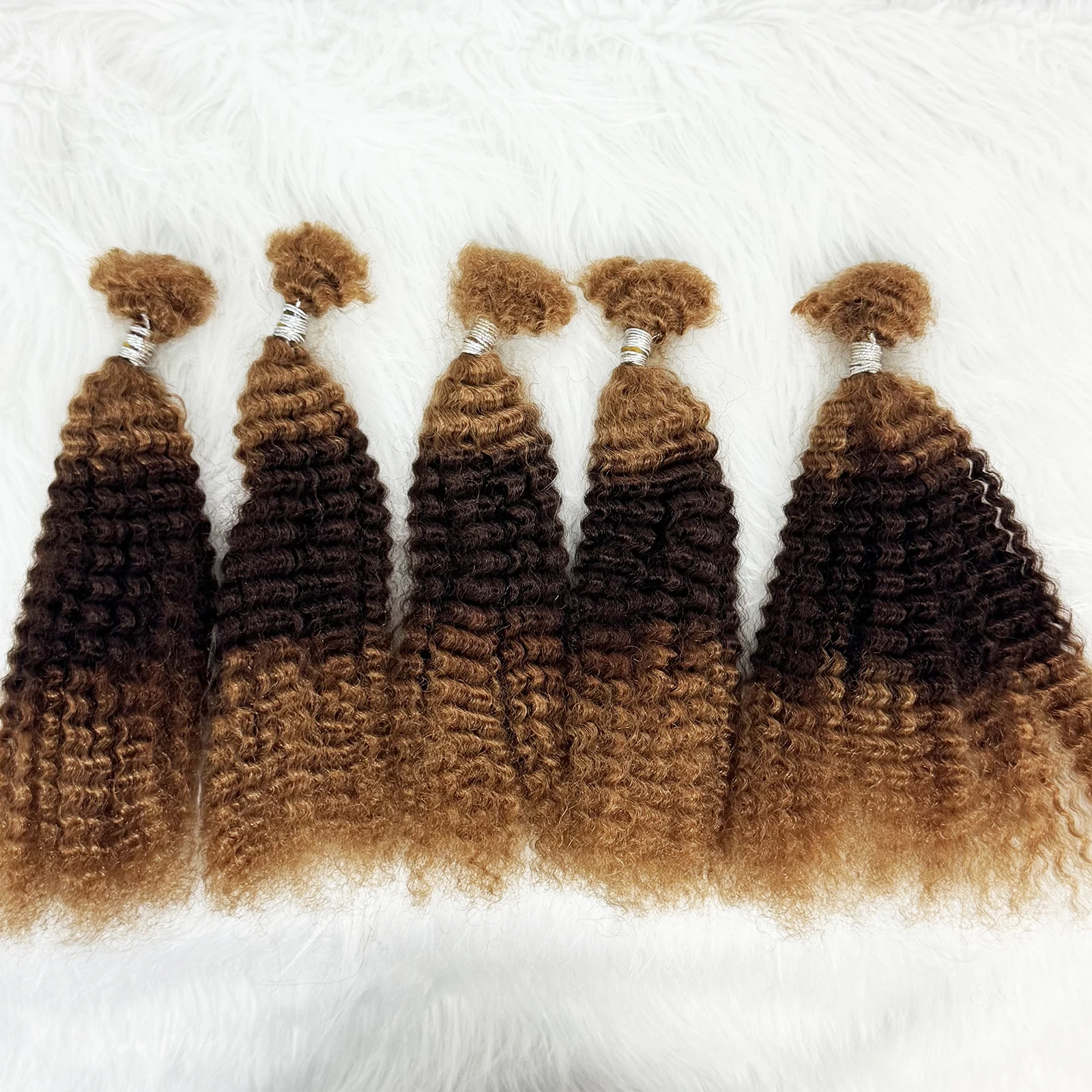 T30/2/30 Soft 4C 16inch Afro Kinkys Bulk Human Hair 16inch Afro Kinky Curly Human Hair Bulk for Twist Locs Dreadlock Extensions