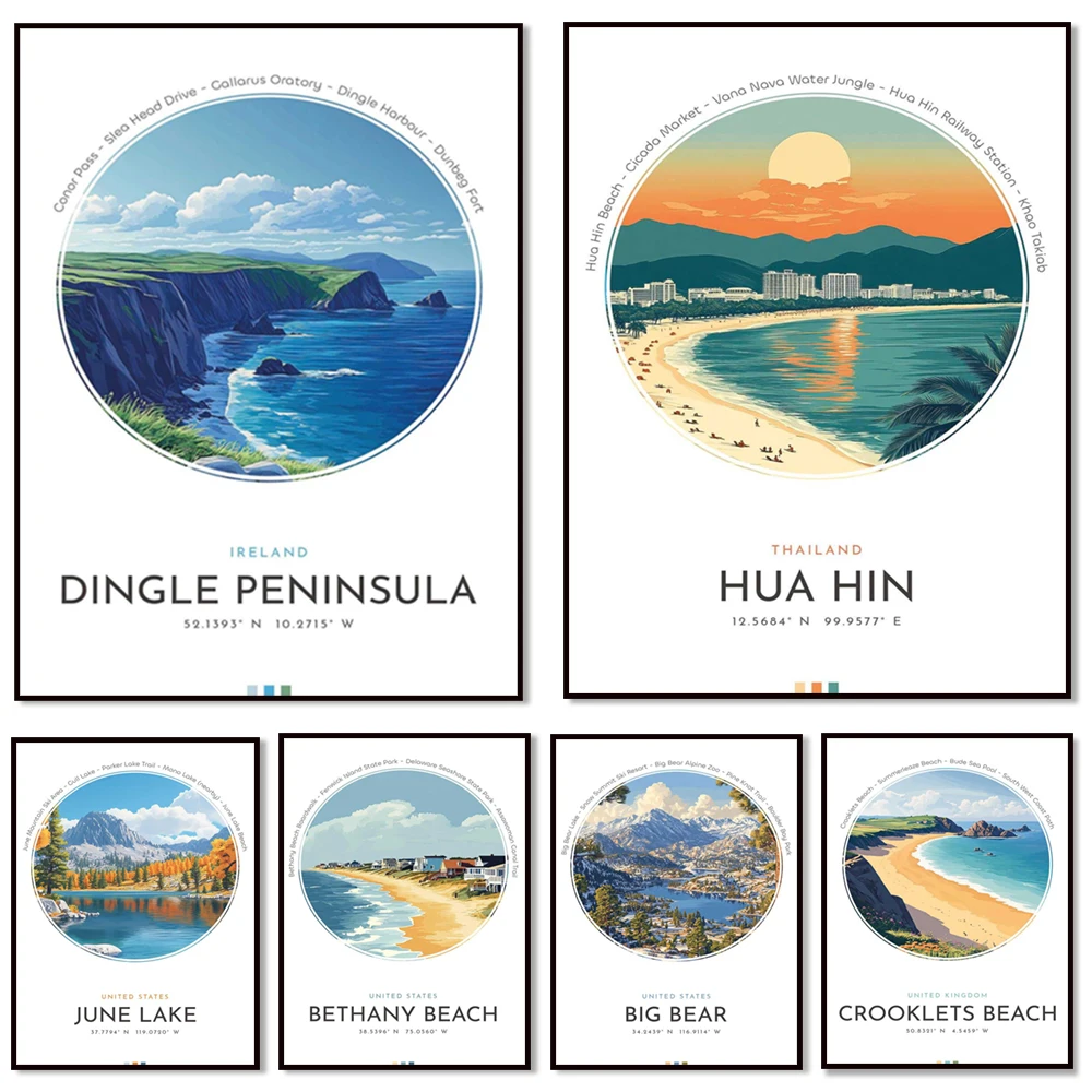 Lake Travis, Louvre, Greenwich, Dingle Peninsula, Bethany Beach, Big Bear Lake, Crookeds Beach, Fraser Mountain travel poster