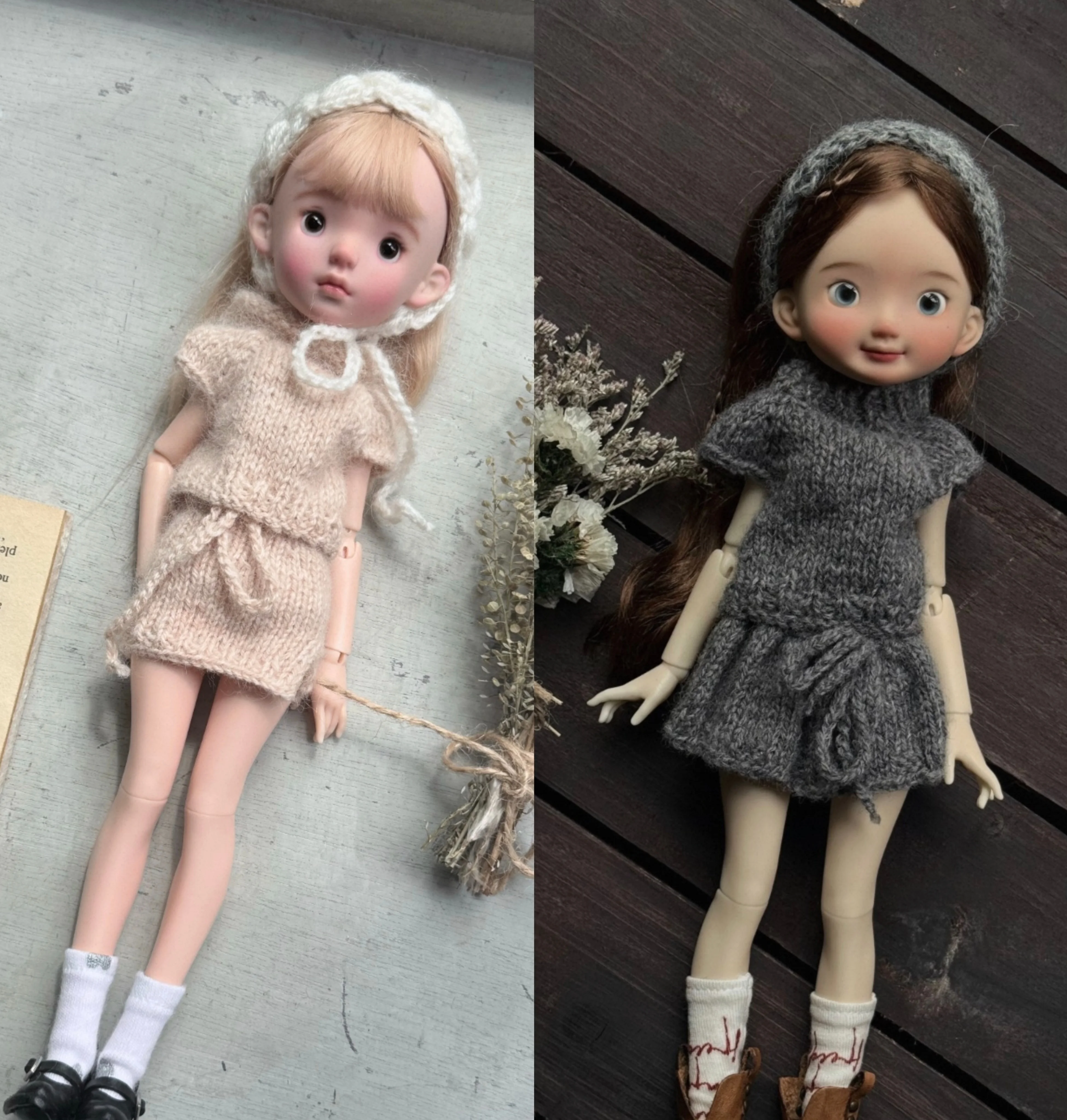 Dula Doll Clothes for Blythe Landoudou Landazz ob24 ob22 Licca 1/6  Doll Knitted yarn hook and headband ➕ tops ➕ skirt