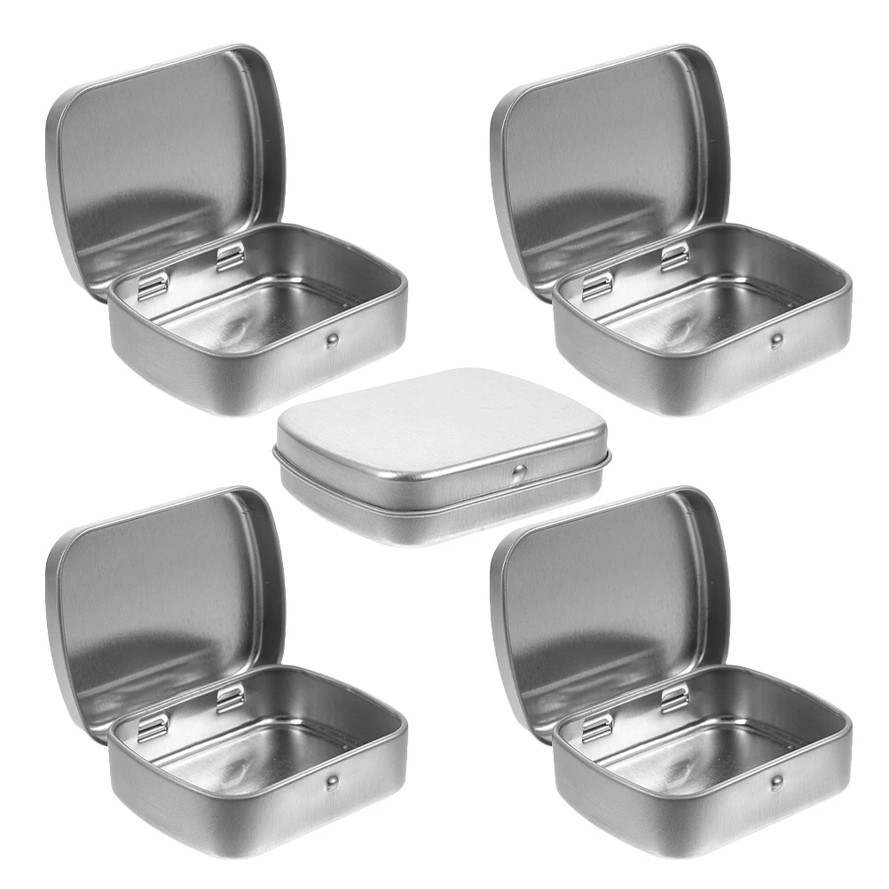 

5pcs Portable Box Nail Portable Storage Tin Lid Bead Jewelry Organizer Tin Household Solution