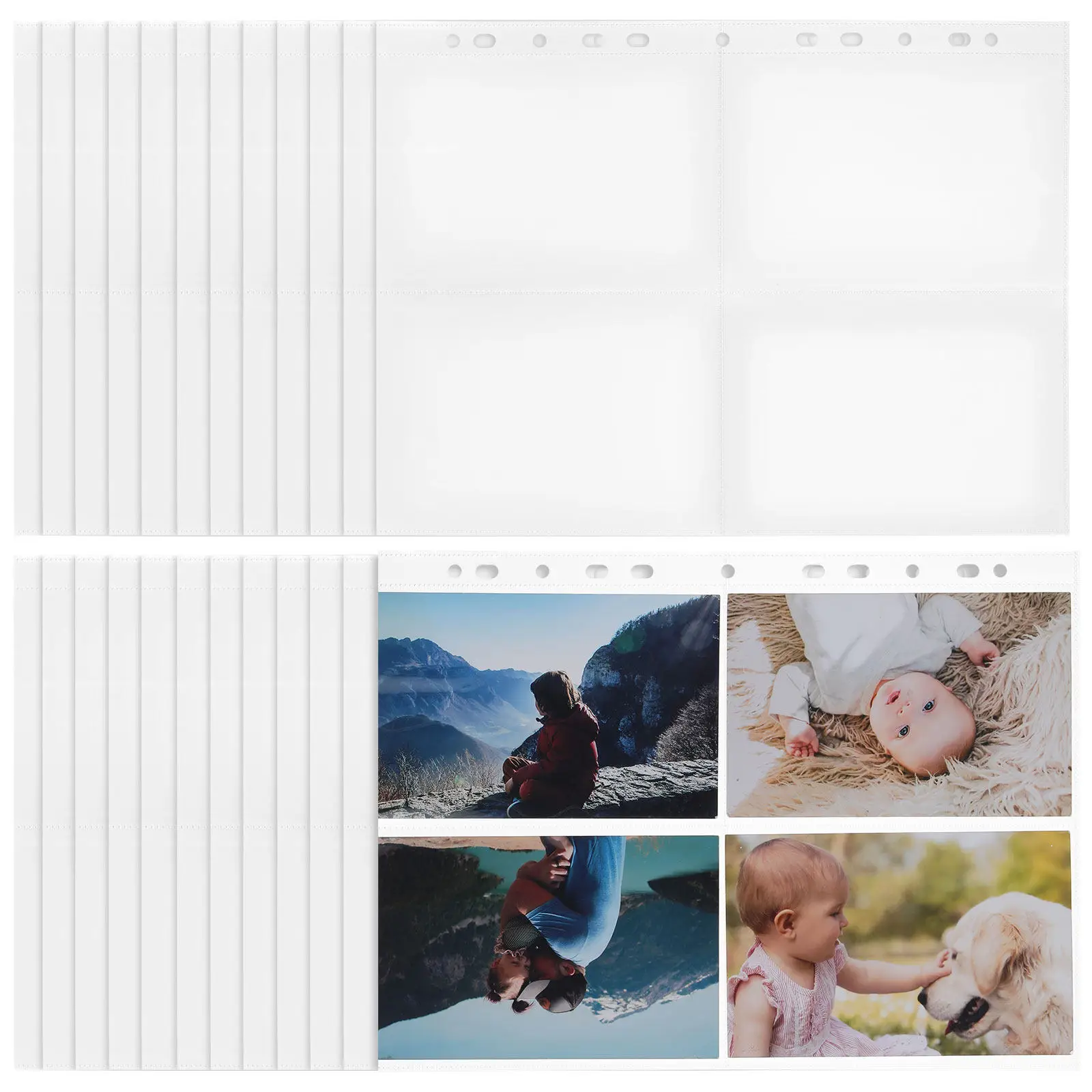 

30Pcs A4 Double-Side Card Sleeve Pages Four-Pocket Transparent PP Card Binder Sheets for Sports Trading Cards Baseball