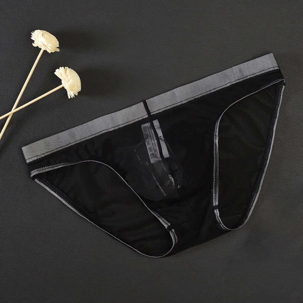 رجل مثير الملابس الداخلية انظر من خلال سراويل شبكة ملخصات الملابس الداخلية سريعة الجافة جذوع منخفضة الارتفاع سيسي U محدب الحقيبة السروال الكلسون #3