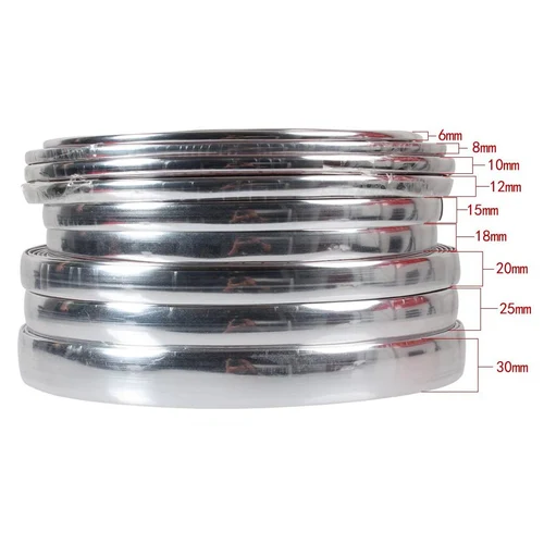 Imagen 2 del producto 13 M Silver Car Chrome Styling Decoración Moulding Tira de Ajuste de la Cinta Auto DIY Etiqueta Protectora de 6mm 8mm 10mm 12mm 15mm 20mm 30mm