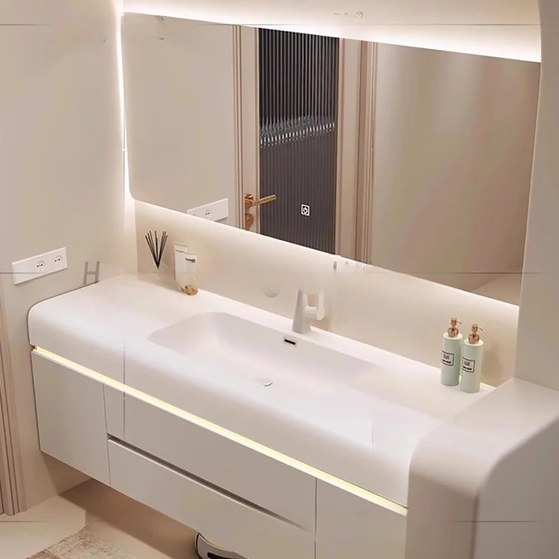 

/Set Basin Bathroom Cabinet Sink Mirror Modern White Floating Bathroom Cabinet Drawers Cupboard Meuble Salle De Bain Furniture