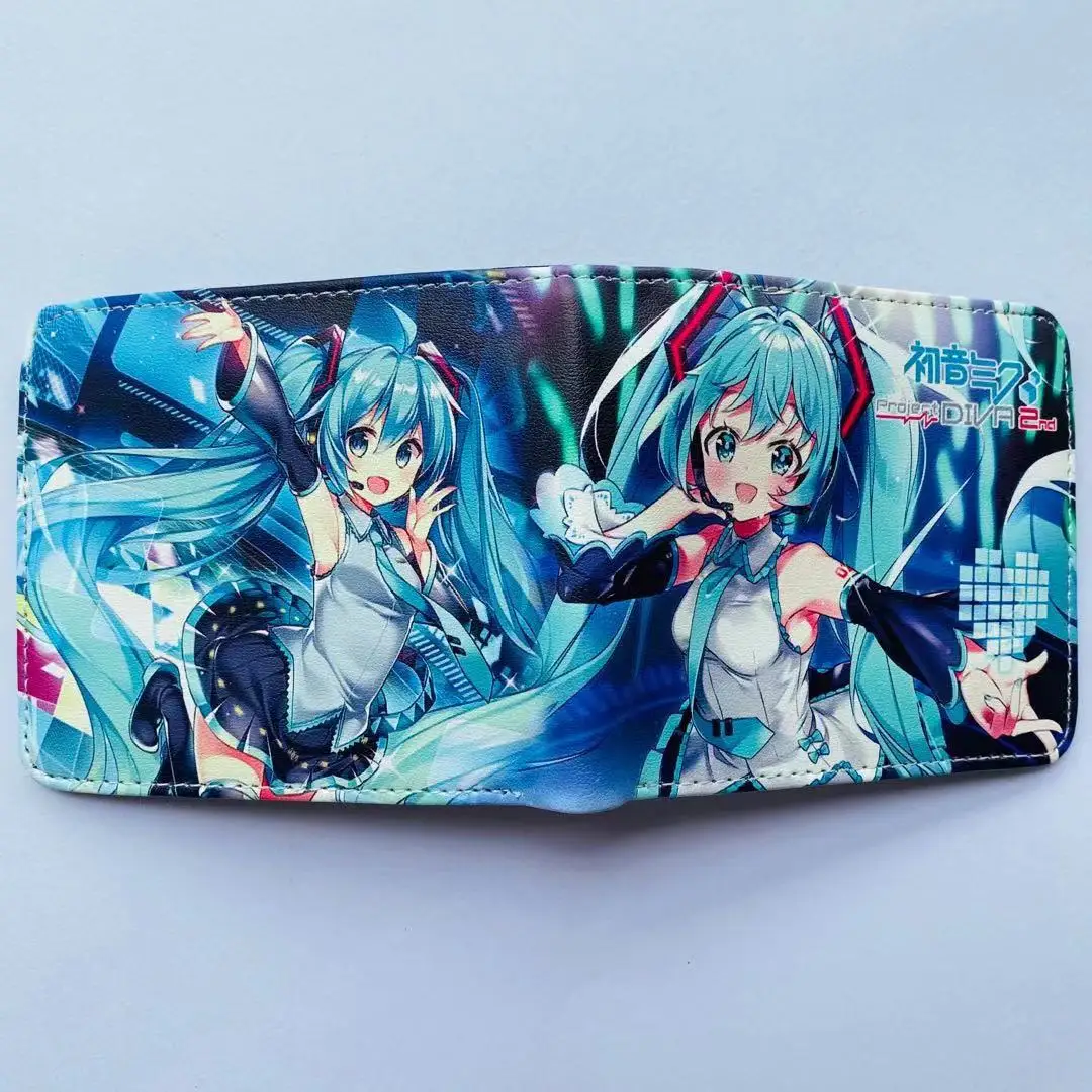 New Hot Anime Hatsune Miku PU Wallet with ID Card Holder Men Women Short Bi-fold Coin Purse Pouch Money Clip Wallet Cosplay Gift