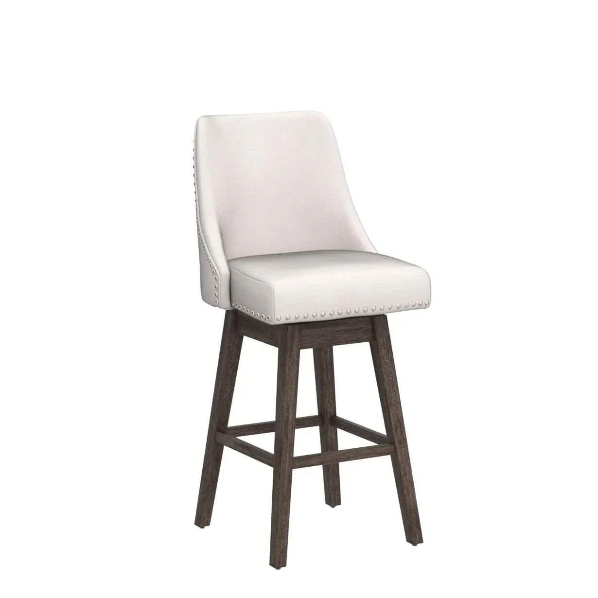 Swivel Bar Stool Counter Height Linen Upholstered Kitchen Stool Back Wood Legs Home Island Bar Cream, Customized
