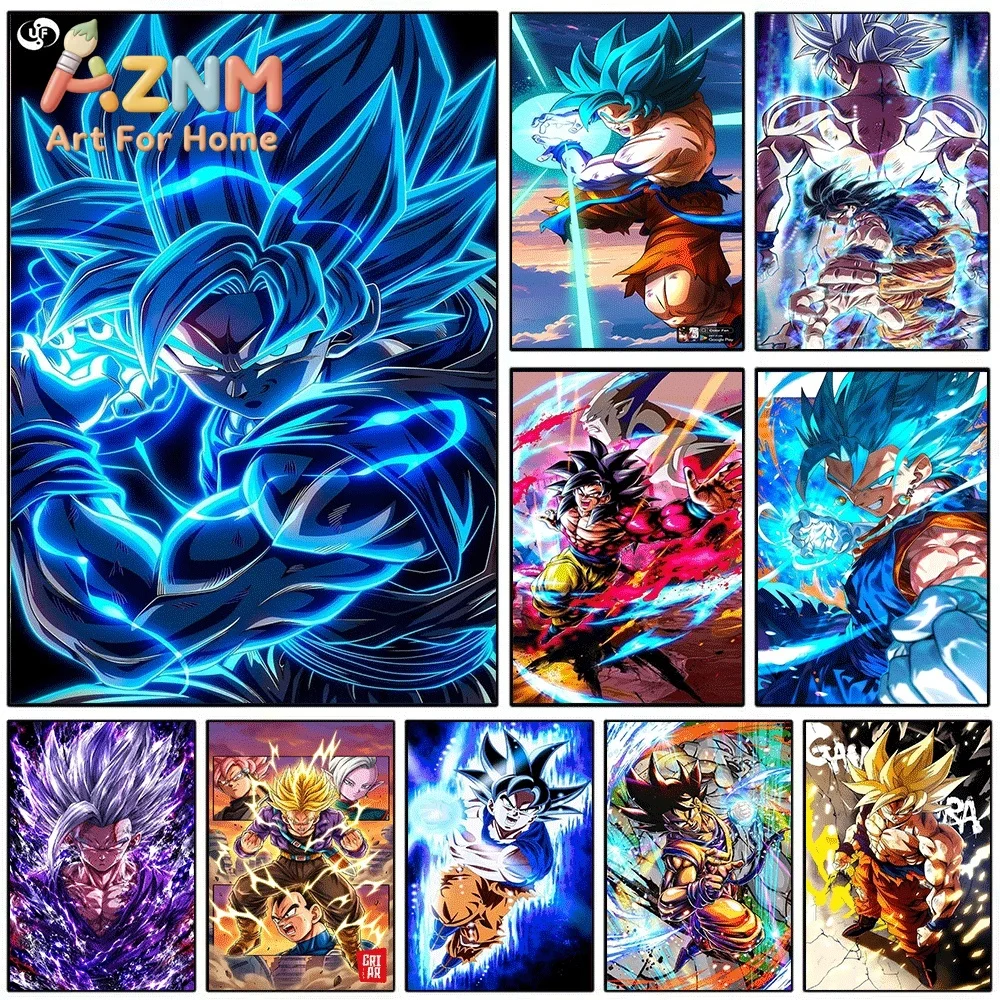 Dragon Ball Z, Goku Super Saiyan Azul 4, Ultra Instinct, Gogeta, cuadro de anime para decorar paredes, impresión individual sin marco, póster para el hogar, ideal como regalo.