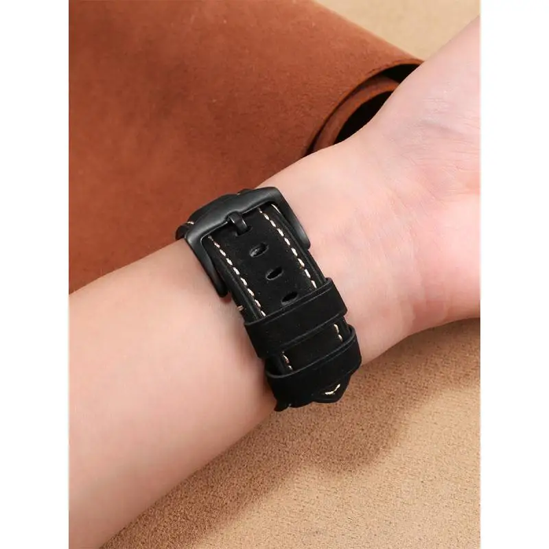 YOPO Frosted Genuine Leather Watchband Suitable For G-Shock GST-B400 / GST-B200 Appropriative Convex Band 24x14 24x16mm