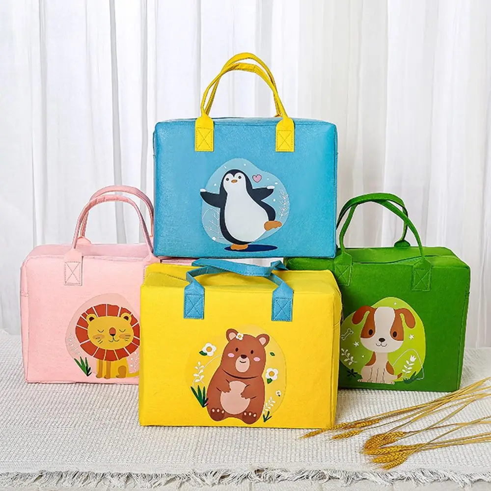 Cartoon sentiu bolsa de ombro para viagem, sacola reutilizável, grande capacidade, moda