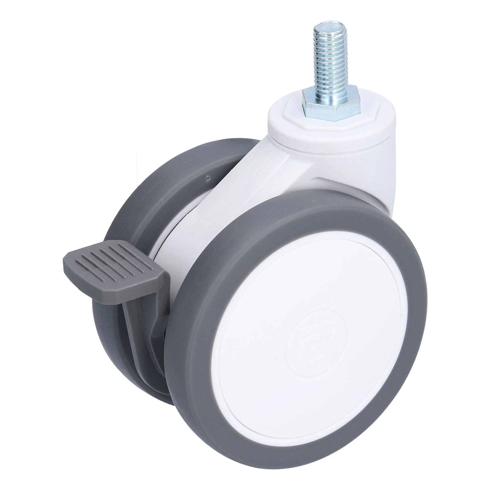 Caster Wheel Heavy Duty Universal TPR Silent Swivel Castors with Brake M12 Thread 4in