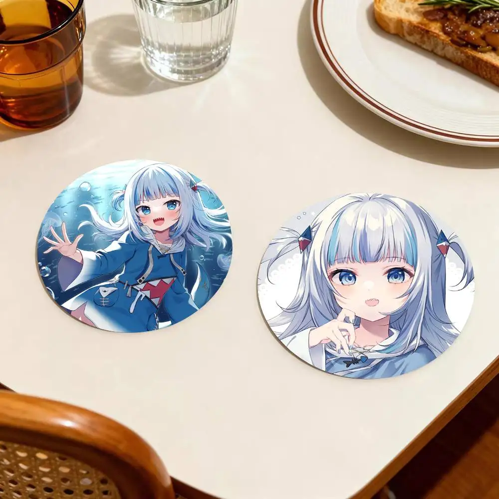 Hololive VTuber Gawr Gura Wooden Coasters Heat-resistant And Non-slip Suitable For Restaurants And Cafes And Make Great Holiday