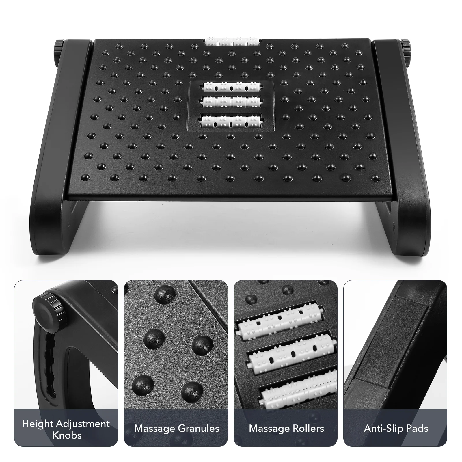 

Under Desk Footrest Adjustable Non-Slip Foot Rest For Home Office Ergonomic Support Roller Leg Stool Desk Footrest Comfort