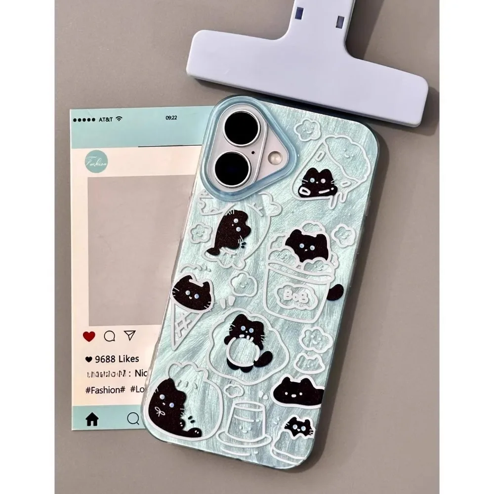 

Cute Cat Graffiti Mobile Phone Case for HUAWEI MATE70Pro 60 50 Fashion Feather Yarn Anti-drop Protective Cover
